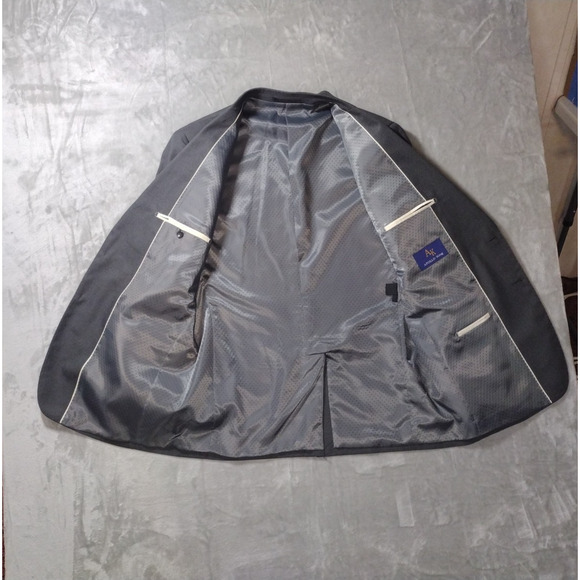 Apollo King Mens Super 160s Hand Tailoring Suit Jacket & Vest Char Black 44 - Picture 2 of 16